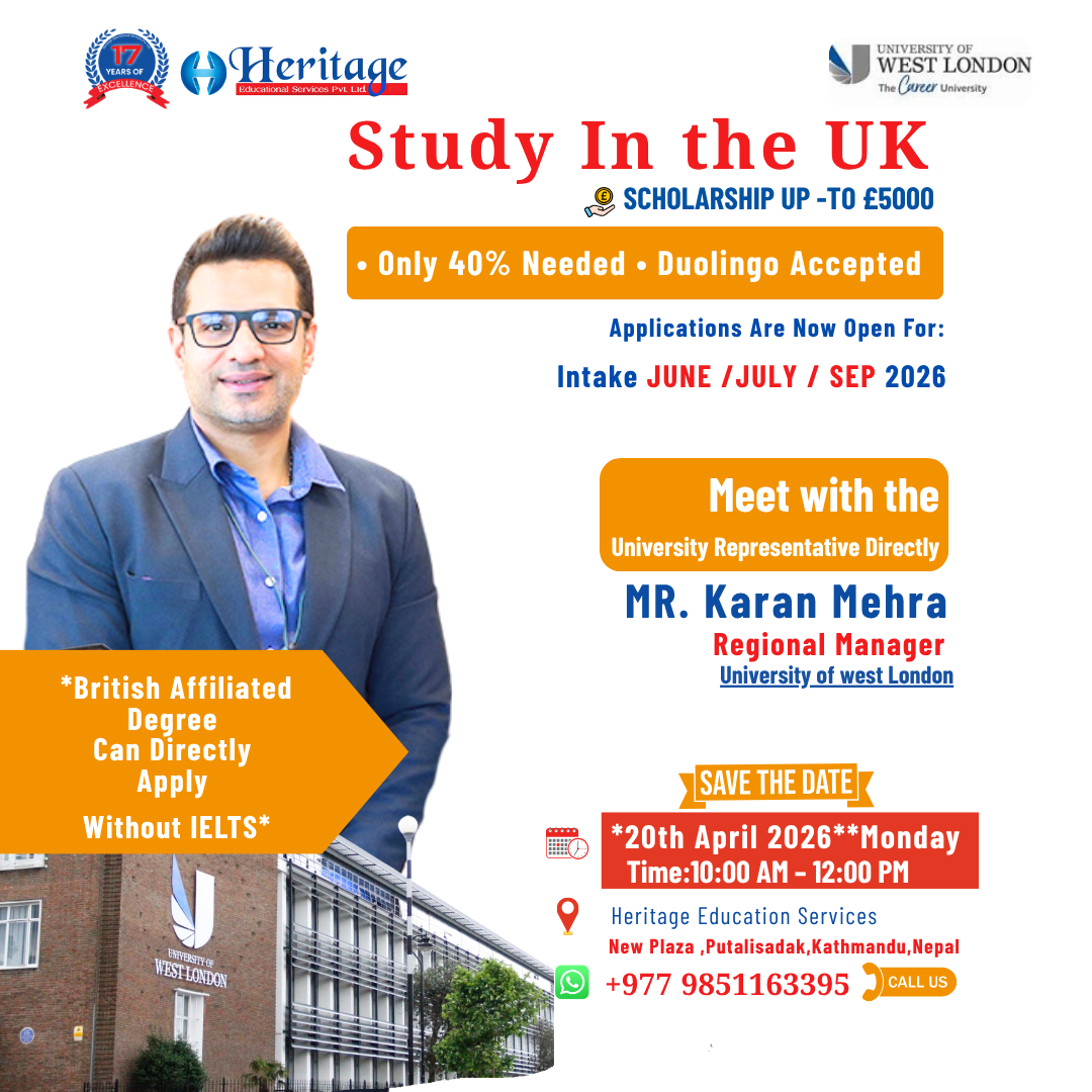 Meet University of West London Representative in Kathmandu – Study in UK Without IELTS | 2026 Intake Event
